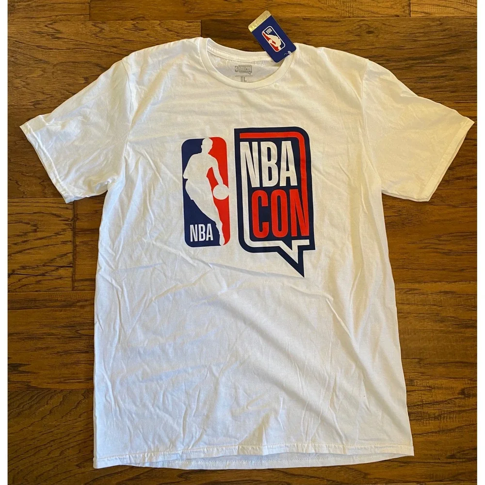 NBA Con Denver Nuggets White Graphic‎ T-Shirt Mens Large NWT Basketball Fan Fest